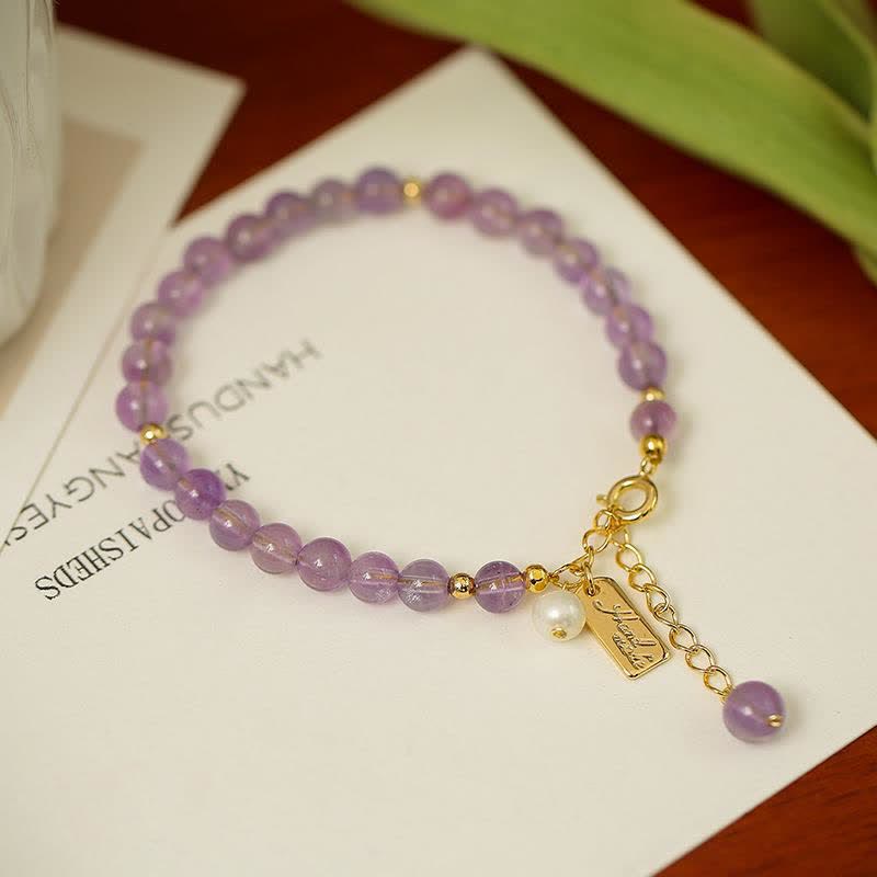 Natural Amethyst Crystal Gemstone Beaded Bracelet for Inner Peace