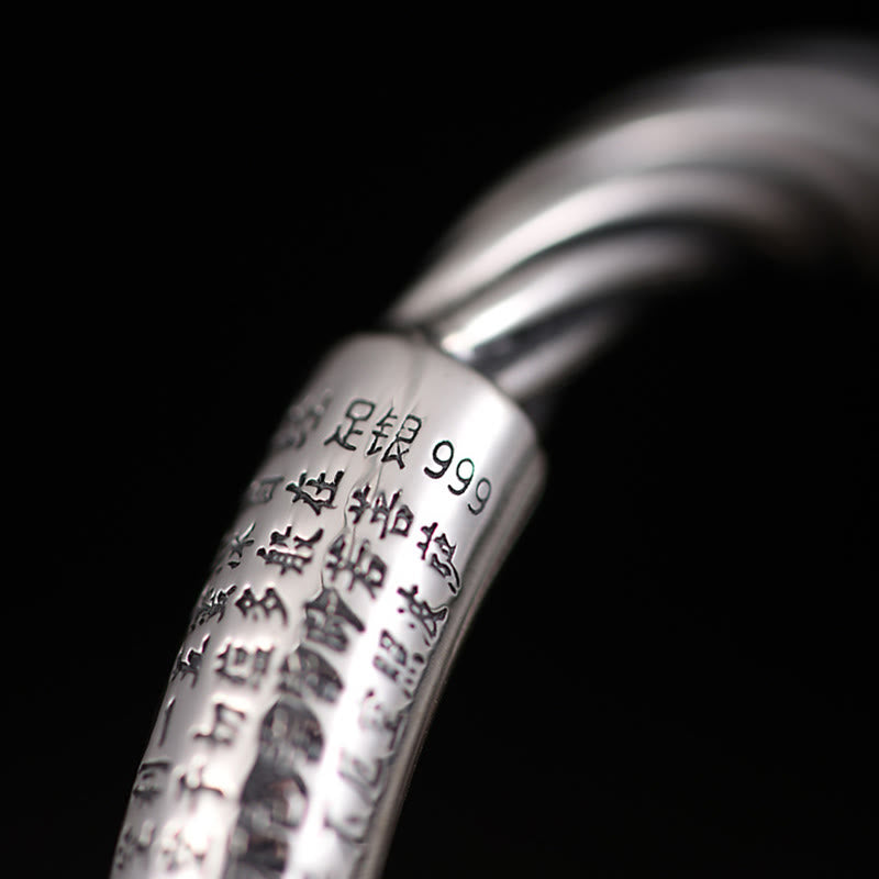 Tibetan Om Mani Padme Hum Heart Sutra Purity Cuff Bracelet