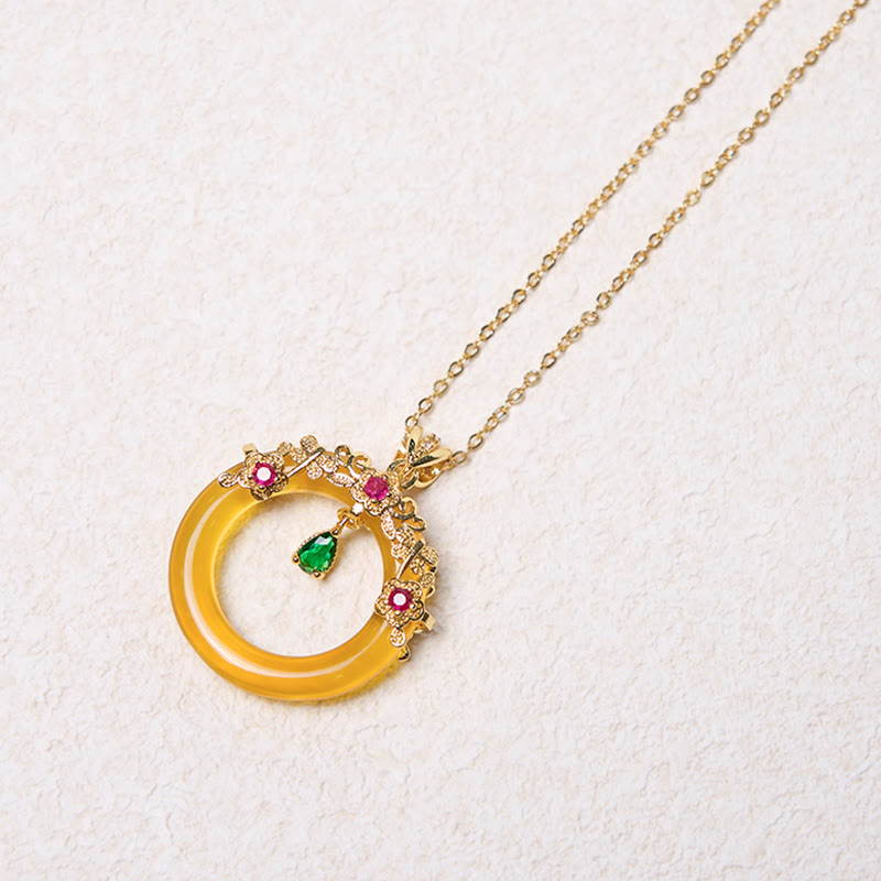 Green Chalcedony Peace Buckle Design Strength Necklace Pendant