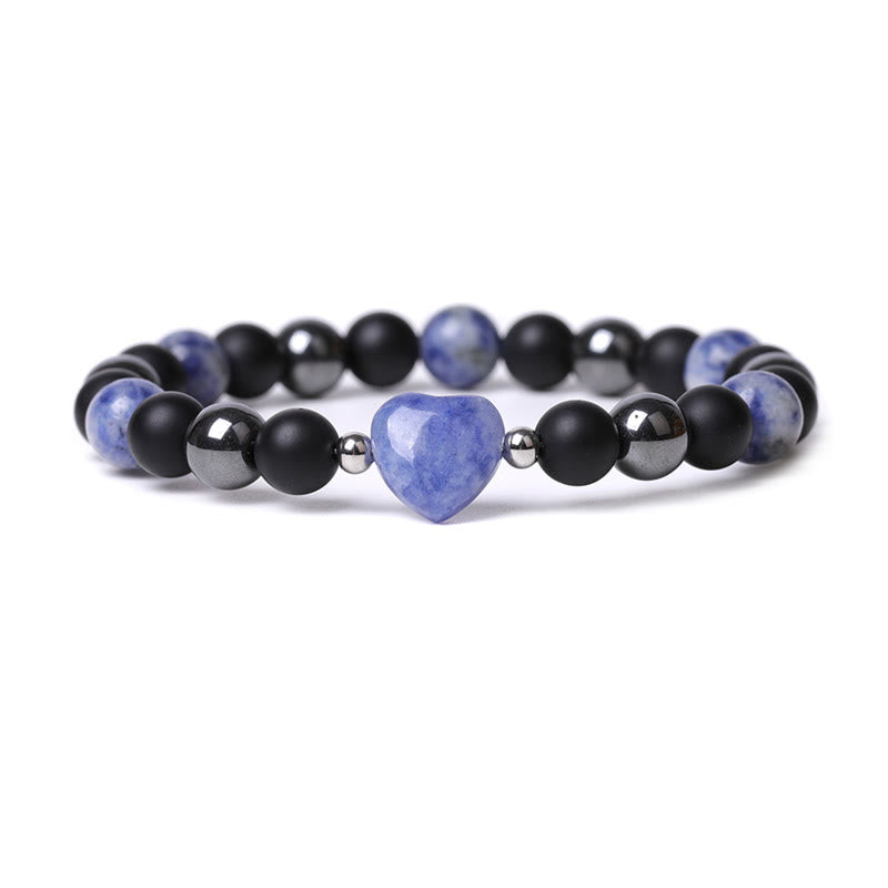 Black Onyx Tiger Eye Stone Crystal Love Heart Protection Bracelet