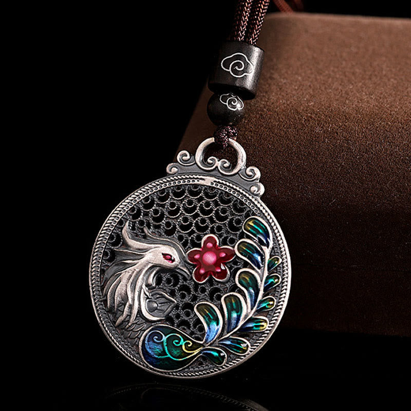 990 Sterling Silver Phoenix Luck Protection Necklace Pendant