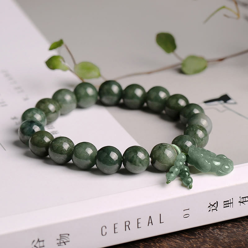 Authentic Tibetan Jade Pixiu Hand-Carved Energy Bracelet