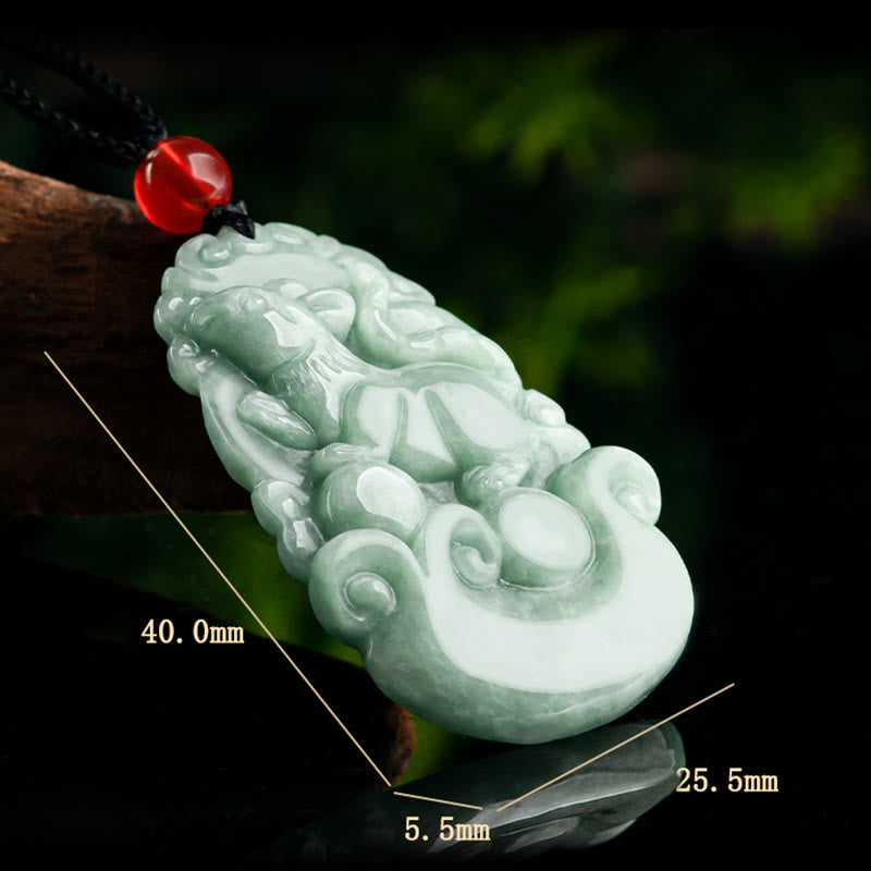 Natural Green Jade 12 Chinese Zodiac Luck Prosperity Necklace Pendant