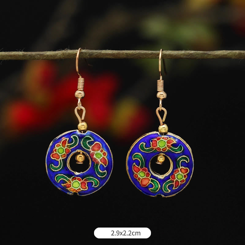 Artistic Copper Alloy Lotus Butterfly and Flower Motif Drop Earrings