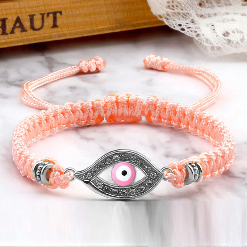 Handmade Evil Eye Red String Braided Bracelet with Gold or Silver Border