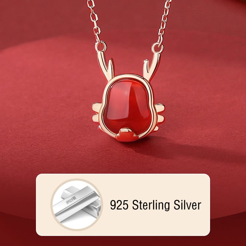 ❗❗❗A Flash Sale- 925 Sterling Silver Year of the Dragon Natural Red Agate Dragon Attract Fortune Fu Character Strength Bracelet Necklace Pendant Earrings