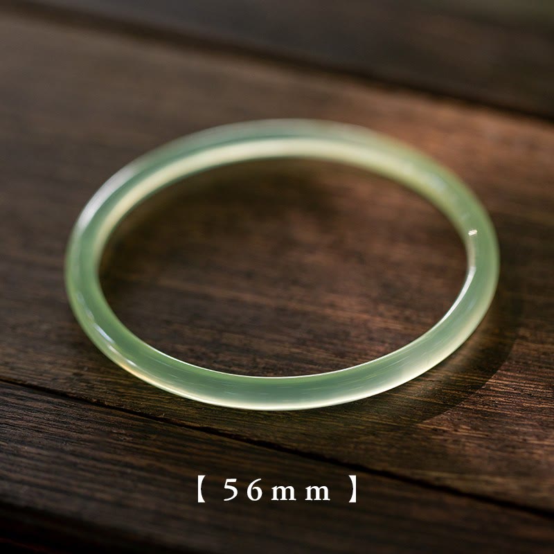 Natural Green Chalcedony Strength Courage Cuff Bangle Bracelet