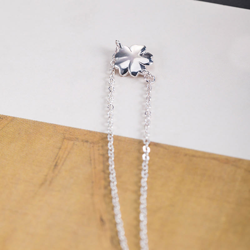 925 Sterling Silver Cherry Blossom Blessing Chain Bracelet