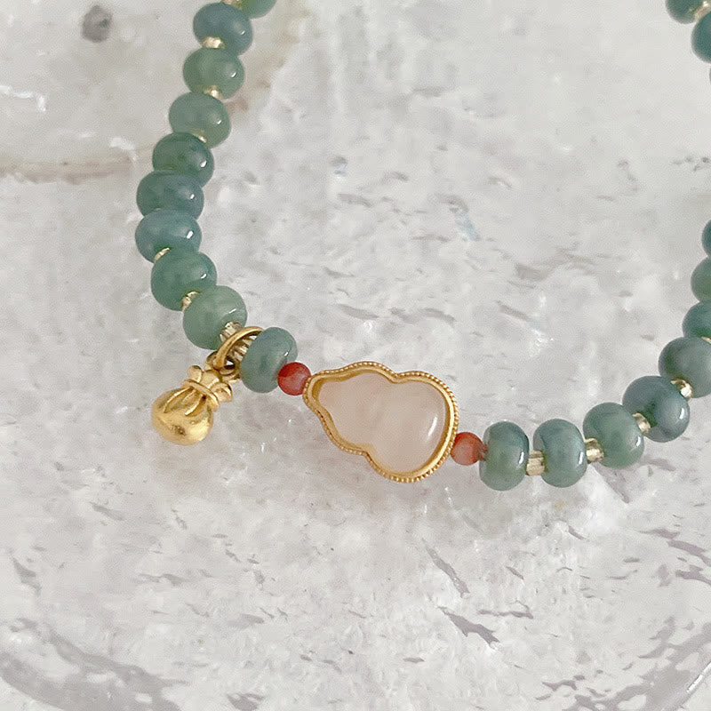 Natural Hetian Jade Pearl Peace Buckle Fu Character Gourd Money Bag Strawberry Quartz PiXiu Luck Bracelet