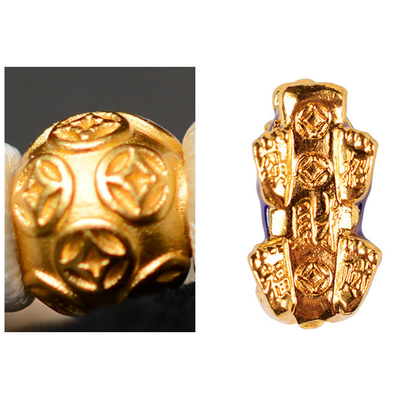 Color-Changing Gold & Copper Chinese Coin Pixiu Adjustable Cord Bracelet