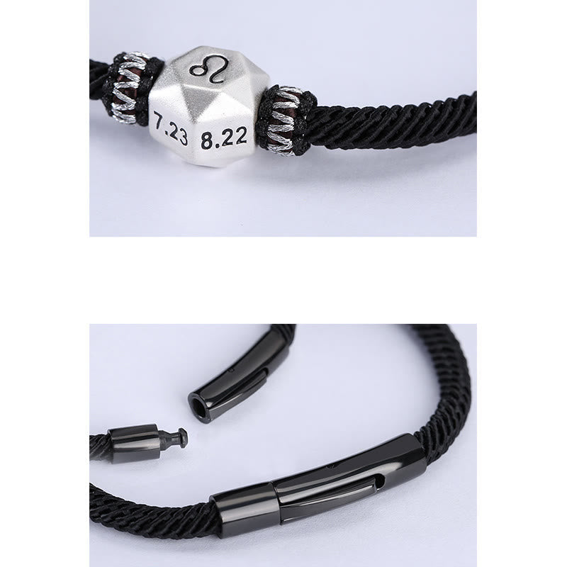 999 Sterling Silver 12 Constellations of the Zodiac Protection Handmade String Bracelet