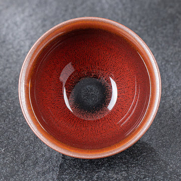 Vintage Red Brown Chinese Jianzhan Porcelain Teacup Kung Fu Tea Cup
