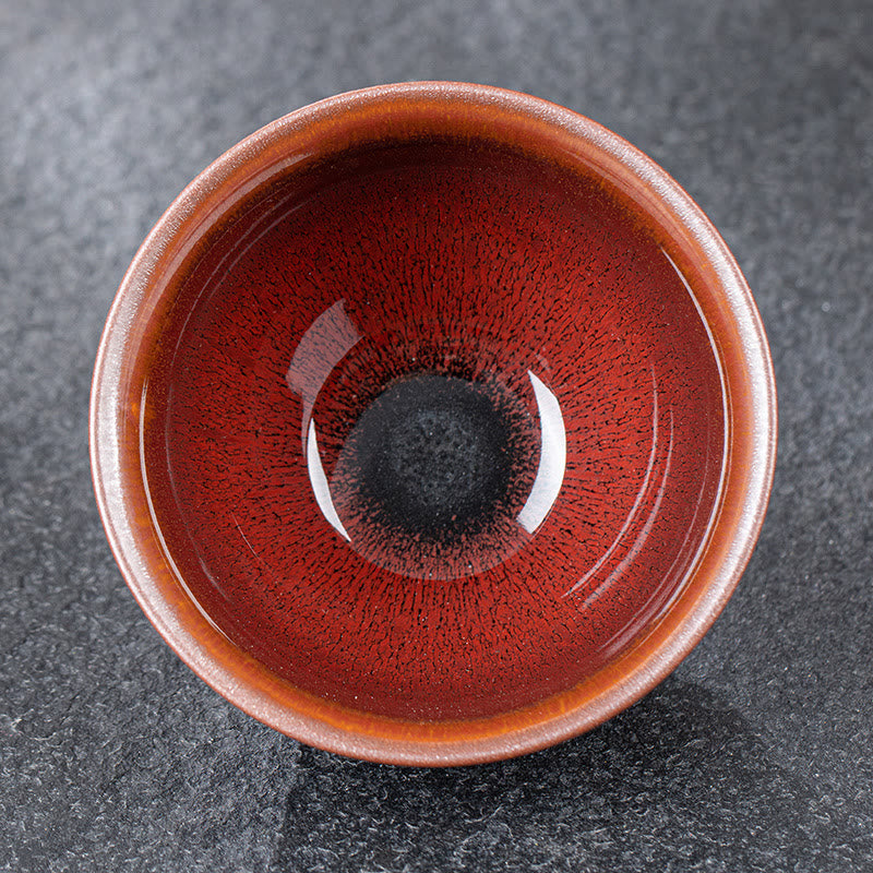 Vintage Red Brown Chinese Jianzhan Porcelain Teacup Kung Fu Tea Cup