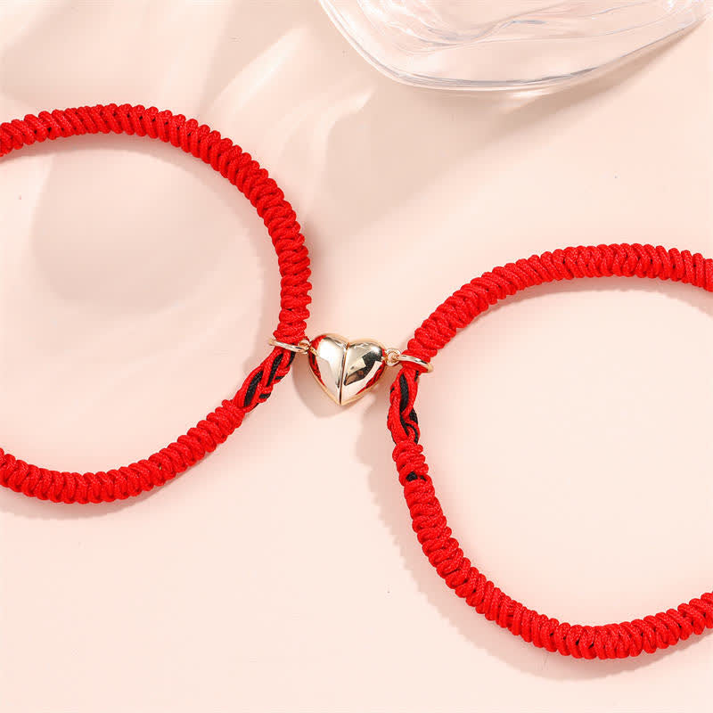Handmade Tibetan Endless Knot Red String Bracelet Set for Couples, 2Pcs