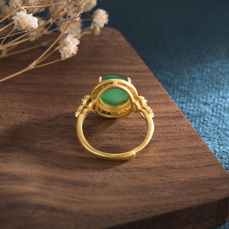 Minimalist Cyan Jade and Copper Inset Band Ring