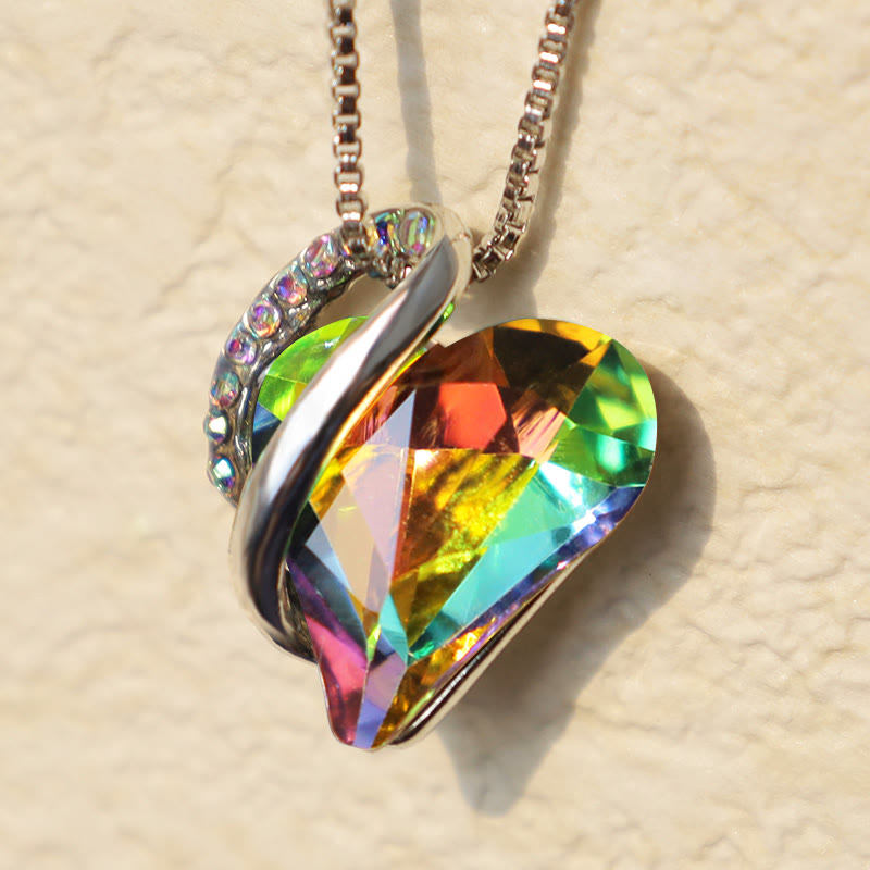 Love Heart Birthstone Healing Energy Necklace Pendant