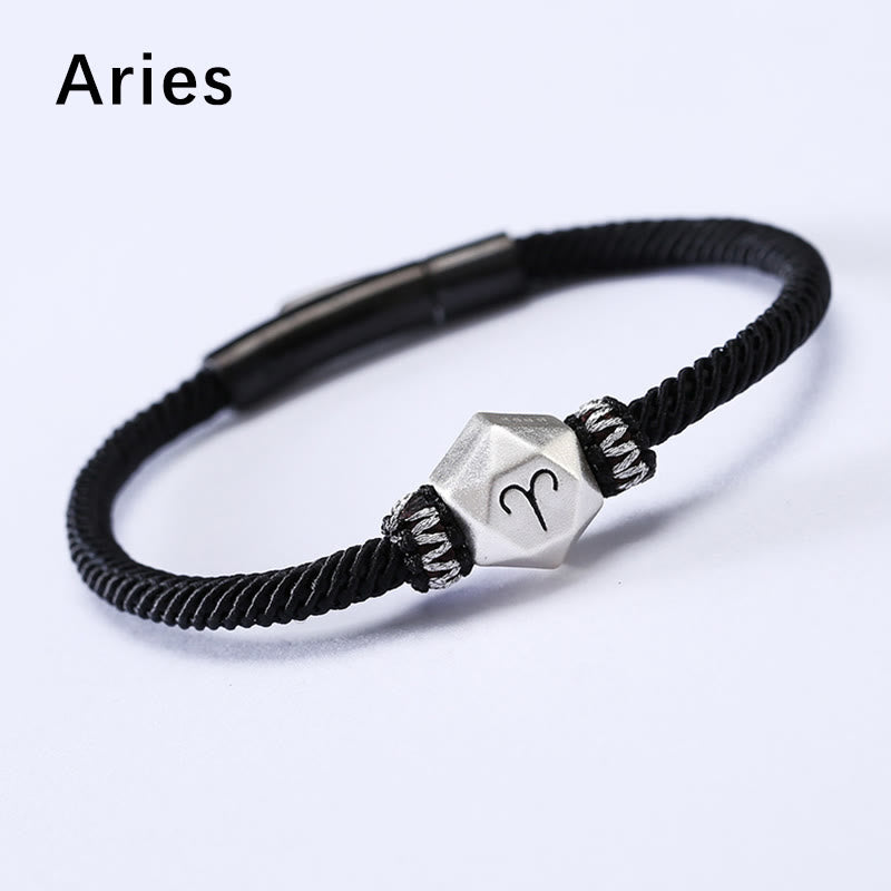 999 Sterling Silver 12 Constellations of the Zodiac Protection Handmade String Bracelet