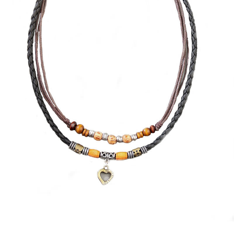 Love Heart Pattern Bead Healing Necklace Pendant Bracelet