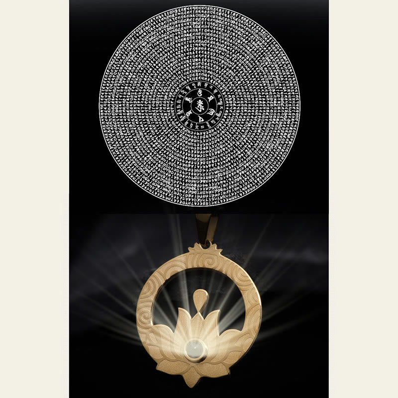 Lotus Titanium Steel Enlightenment Projection Shurangama Mantra Necklace Pendant