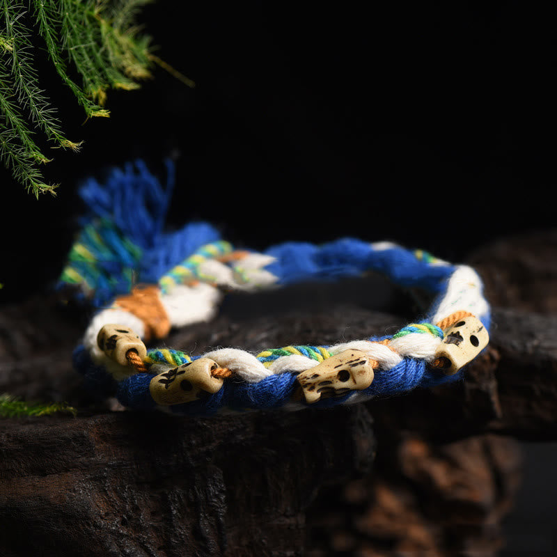 Tibetan Zakiram Goddess of Wealth Bead Engraved Handmade Luck Bracelet