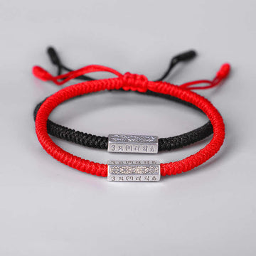 Om Mani Padme Hum Luck Protection Red String Bracelet