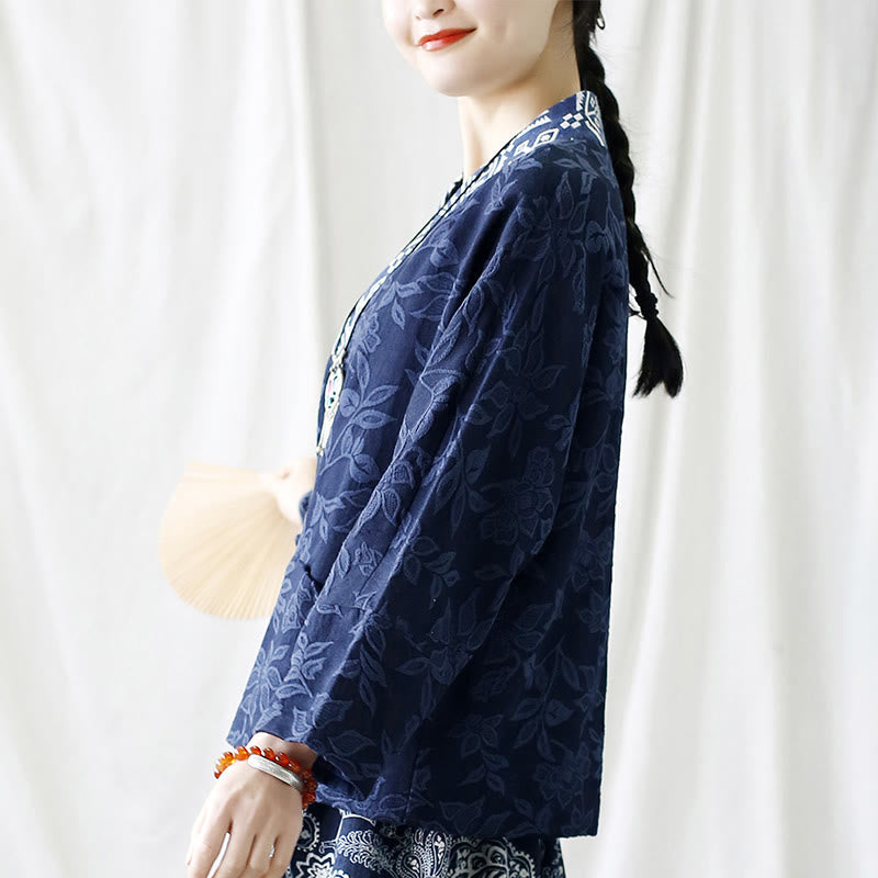 Cotton Jacquard V-Neck Mindful Meditation Jacket