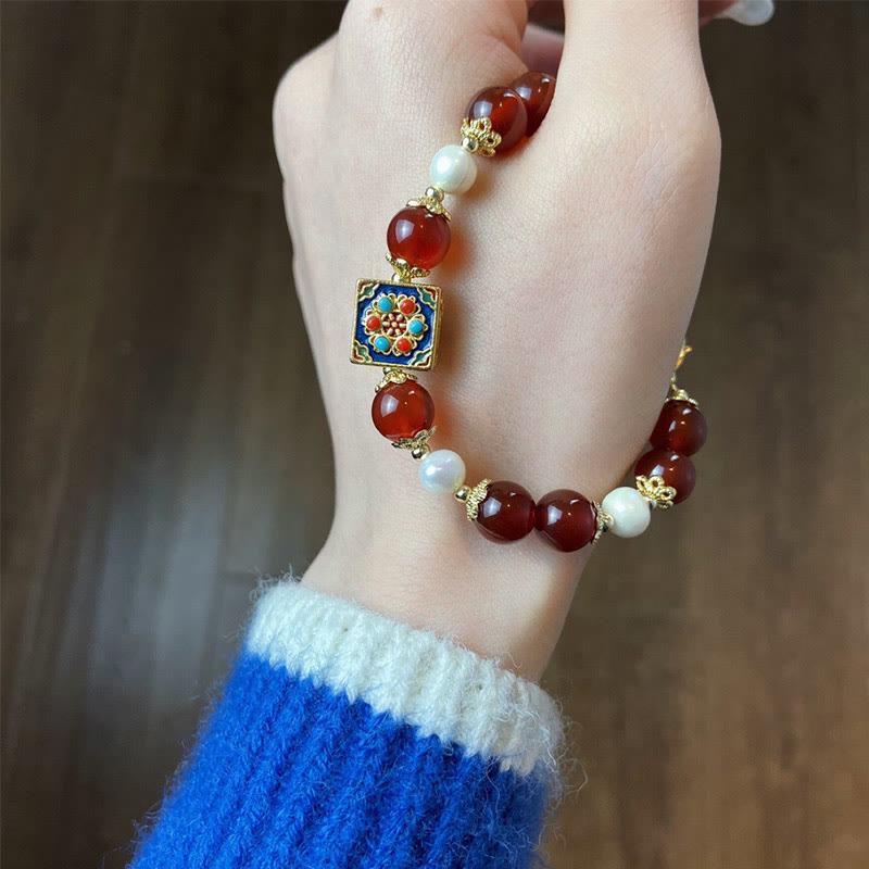 Red Agate Pearl Confidence Self-acceptance Bracelet