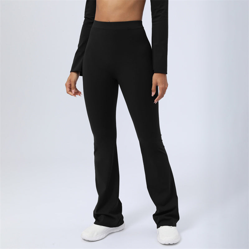 Long Sleeve Backless Strap Top Bra Flare Pants Fitness Yoga Outfit