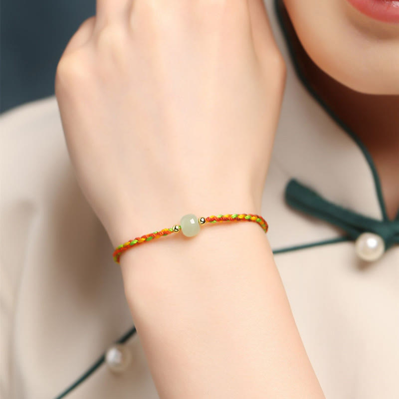 Colorful Rope Luck Jade Bead Abundance Bracelet