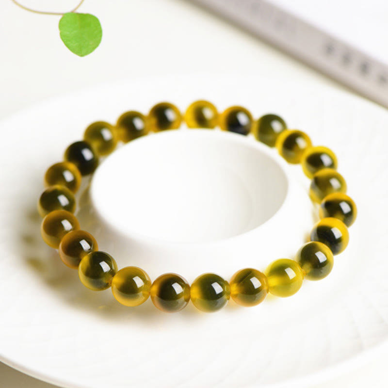 Natural Polished Candy Agate Round Bead Energy Bracelet