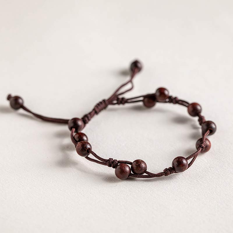 Handmade Natural Gemstone & Sandalwood Beaded String Bracelet