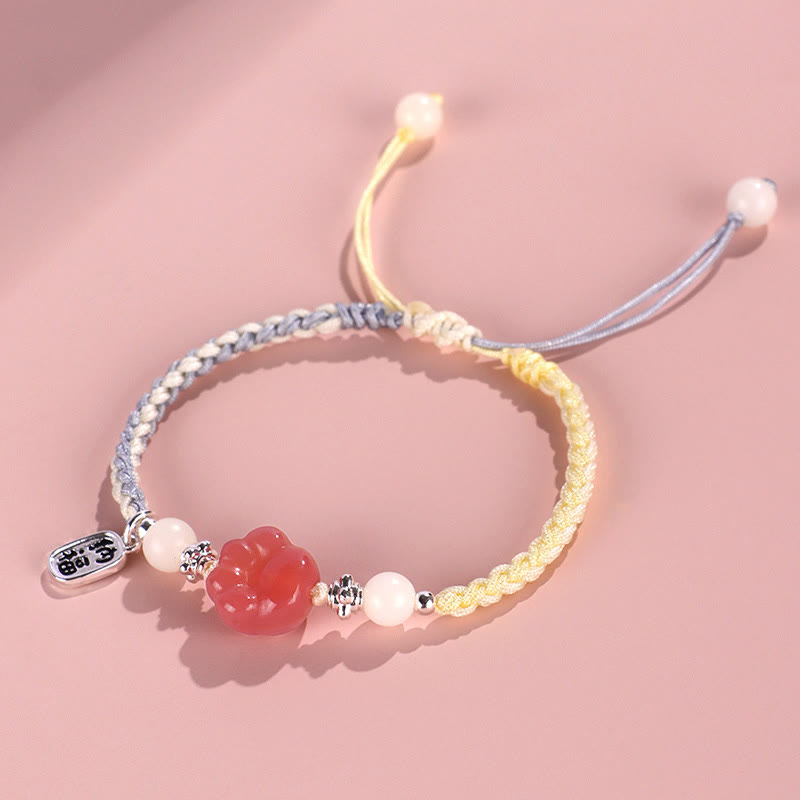 Yanyuan Agate Cat Claw Paw White Bodhi Seed Fu Character Positive Braided Rope Bracelet