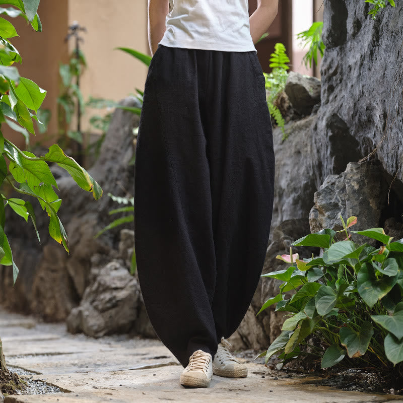 Solid Color Loose Yoga Harem Pants With Pockets