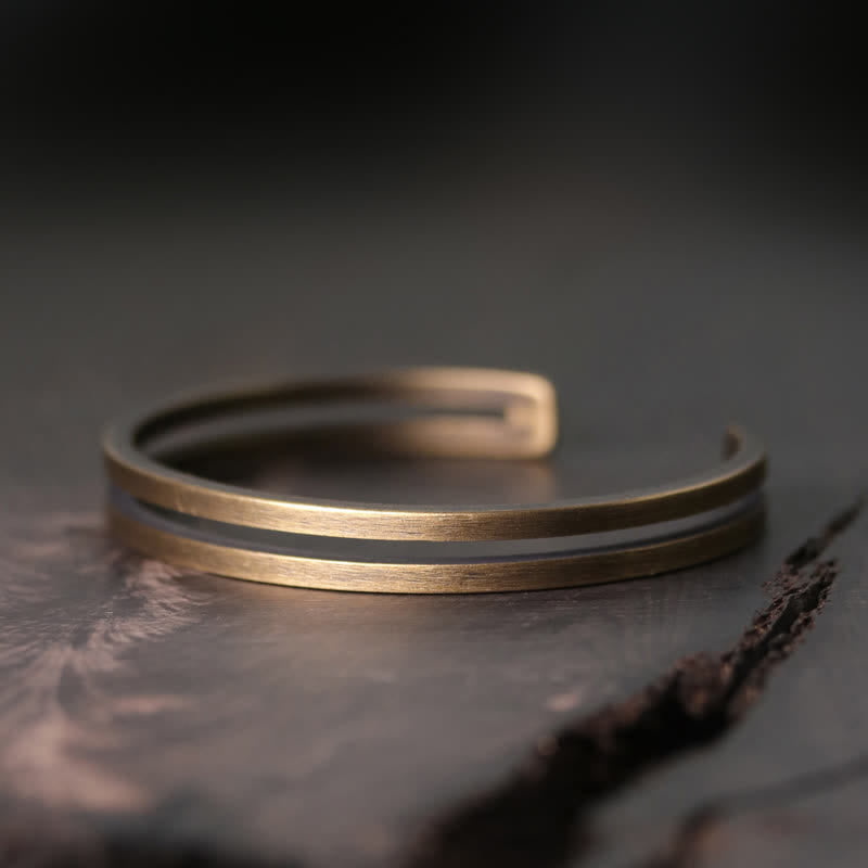 Rustic Copper Luck Viking Cuff Bracelet