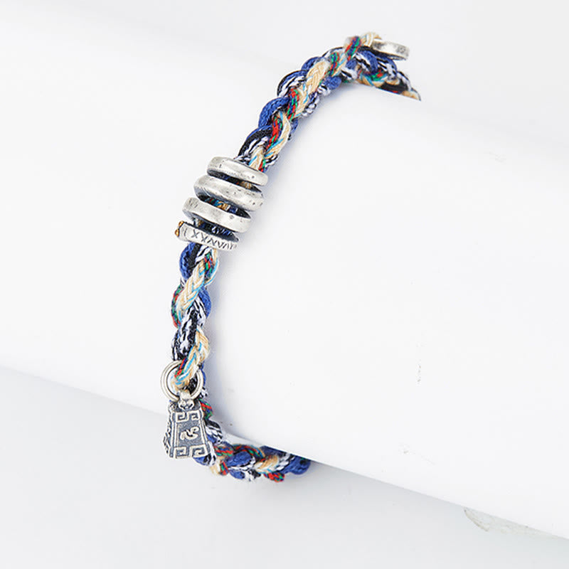 Handmade 925 Sterling Silver Gold Chinese Coin & Scales Charm Blessing Bracelet