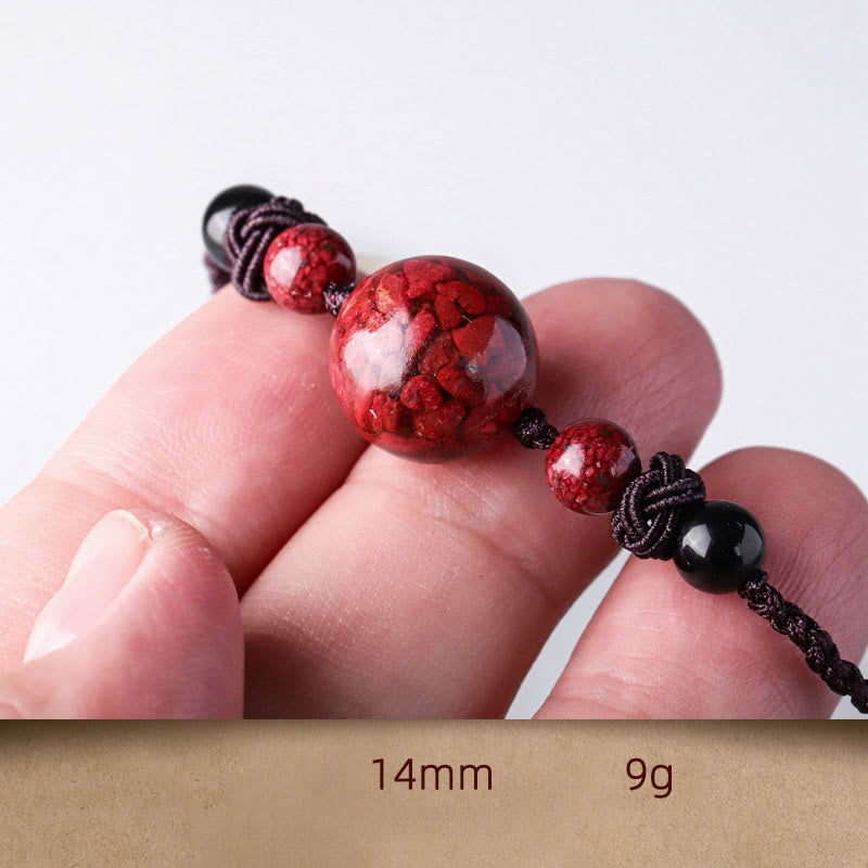 Natural Cinnabar Stones Bead Blessing Necklace Pendant