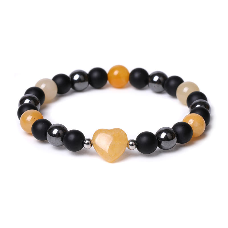 Black Onyx Tiger Eye Stone Crystal Love Heart Protection Bracelet