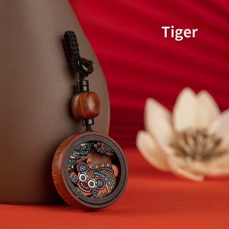 Year Of The Dragon Hand Painted Chinese Zodiac Rosewood Carved Calm Key Chain (Extra 35% Off | USE CODE: FS35)