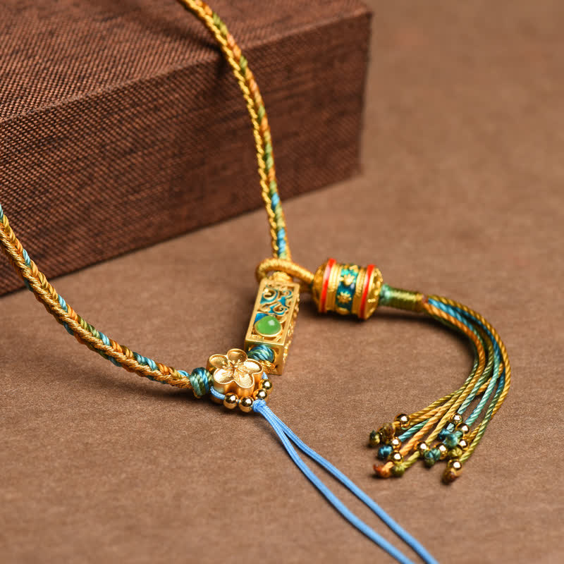 Colorful String Copper Wealth Necklace Pendant