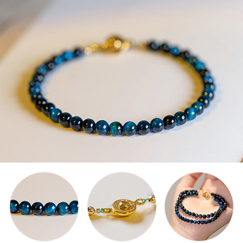Natural Blue Tiger Eye Stone Protection Chain Bracelet