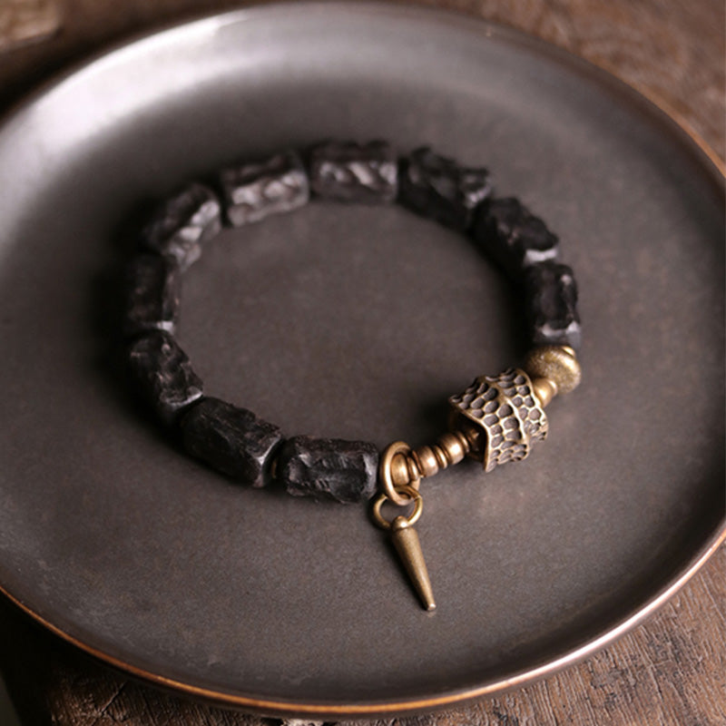 Ebony Wood Copper Balance Protection Couple Bracelet