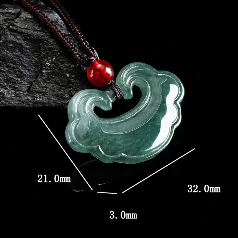 Natural Green Jade Chinese Lock Charm Luck Necklace Pendant