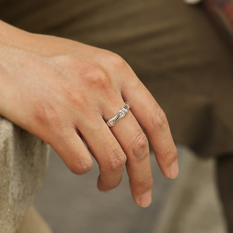 Simple Bamboo Design Copper Luck Wealth Adjustable Ring