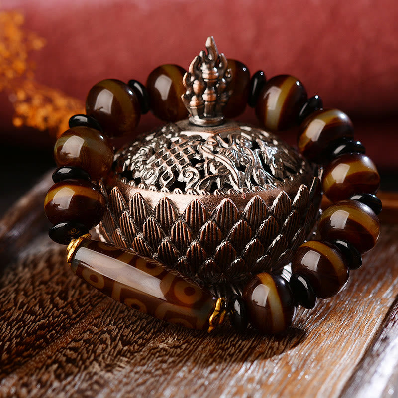 Tibetan Natural Nine-Eye Dzi Bead Agate Wealth Blessings Bracelet