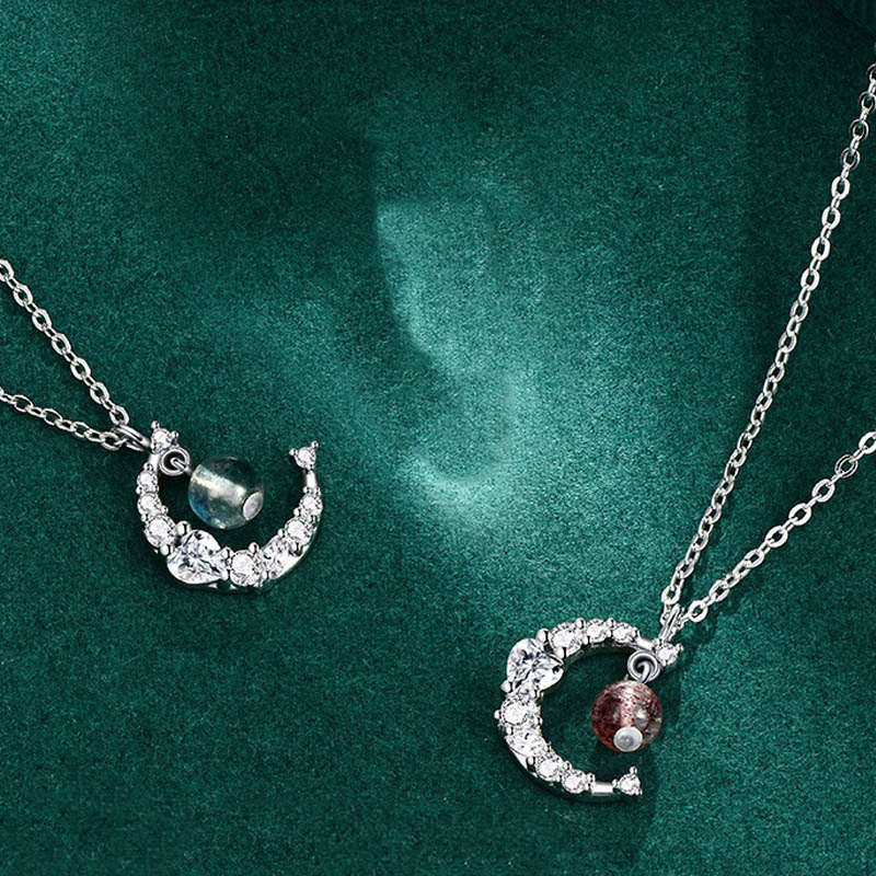 Strawberry Quartz Blue Crystal Love Healing Necklace