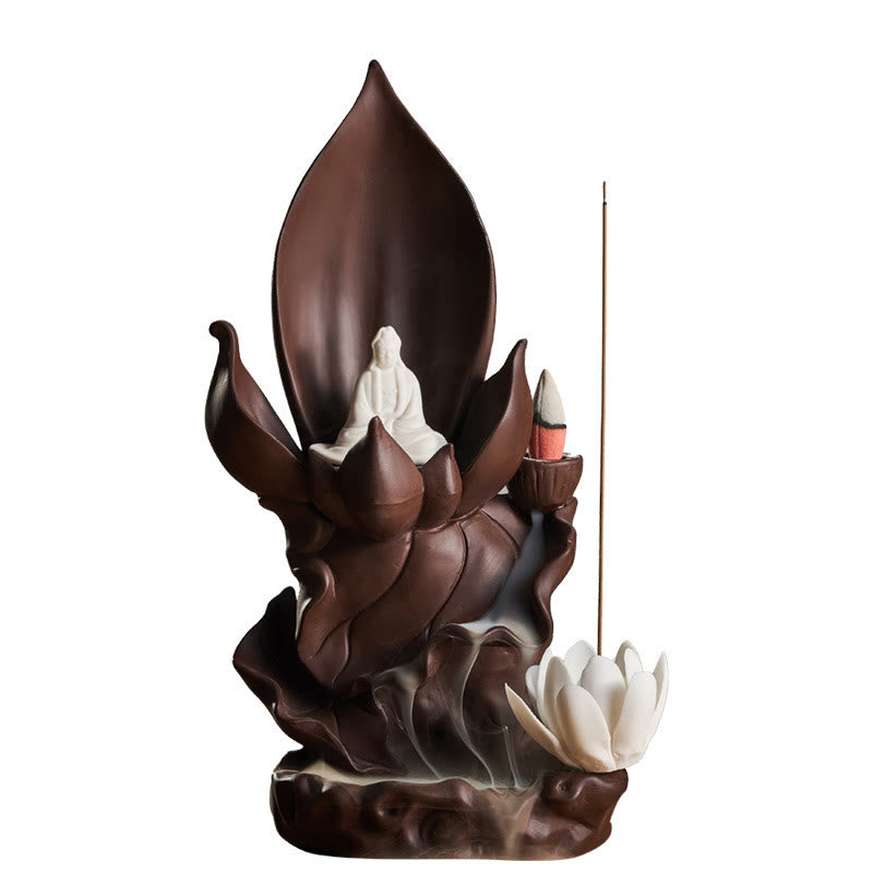 Lotus Spiritual Figure Purple Clay Incense Burner for Mindful Aromatic Rituals