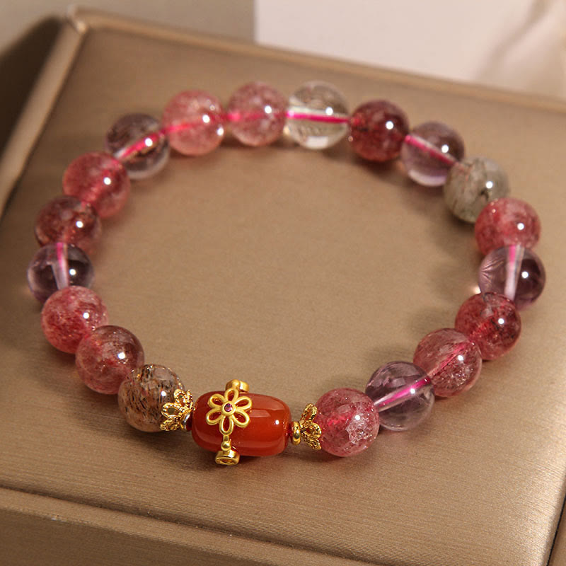 Natural Super Seven Crystal Red Agate Positivity Bracelet