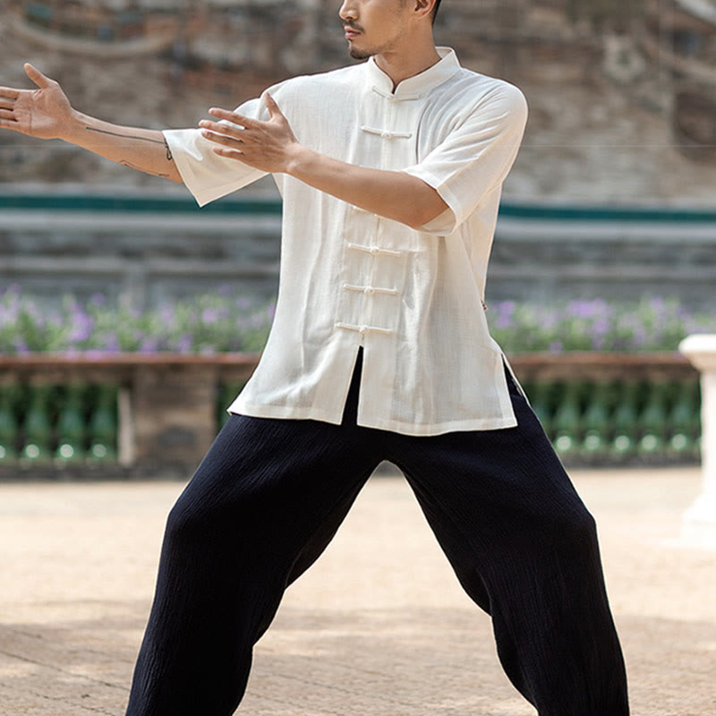 Solid Color Frog-Button Meditation Prayer Spiritual Zen Tai Chi Qigong Practice Unisex Clothing Set