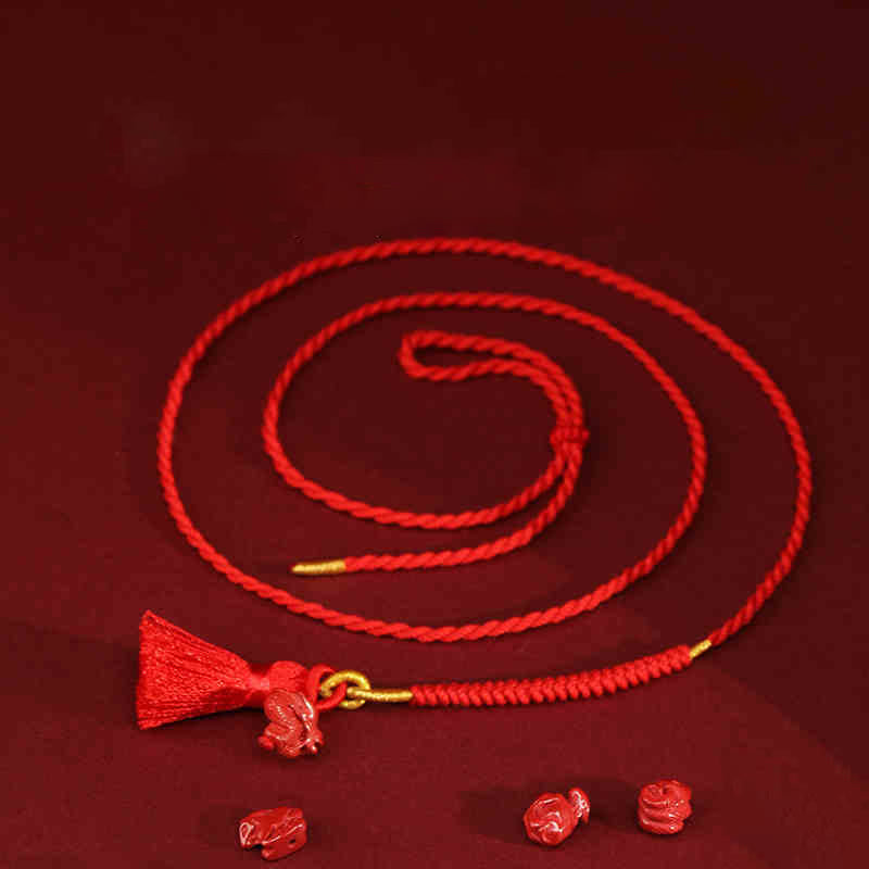 Natural Cinnabar Dragon Blessing Red String Belly Chain
