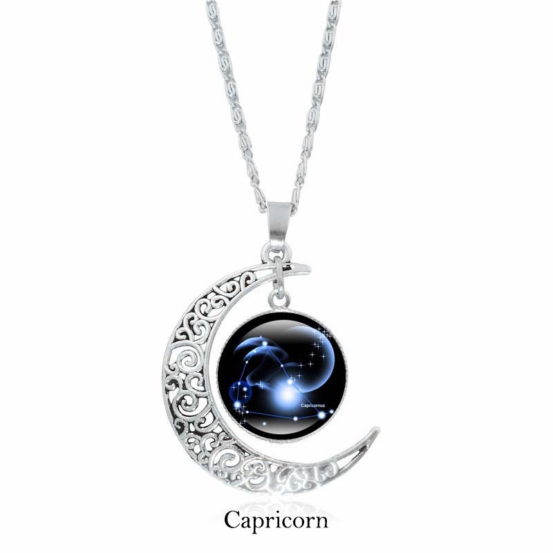 12 Constellations of the Zodiac Moon Protection Necklace Chain Pendant